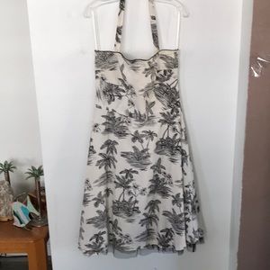 🏝☀️DANNY & NICOLE DRESS BLACK PALM TREES ON WHITE SIZE 16 GREAT CONDITION!